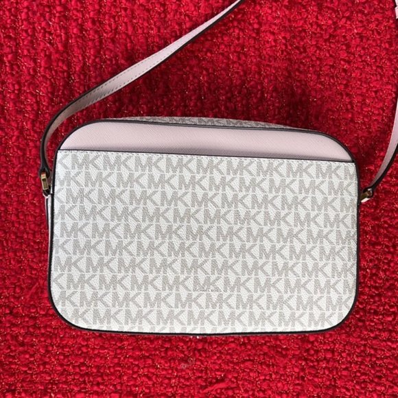 Michael Kors Jet Set Item Large East West Zip Chain Crossbody Powder Blush - Picture 15 of 16